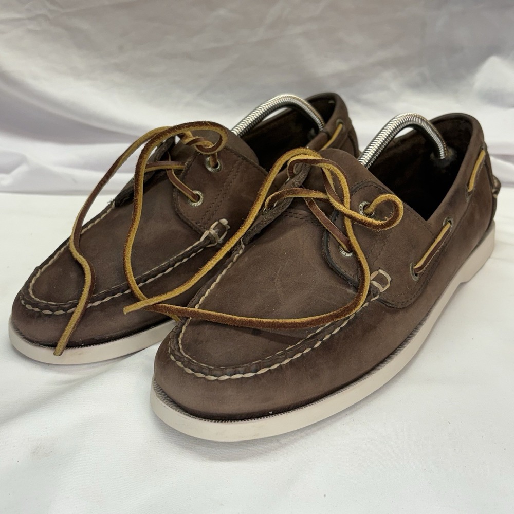 LL Bean Casco Bay Leather Boat Shoes Mens US 10.5 D Brown Moccasin Loafers‎ - Picture 13 of 14
